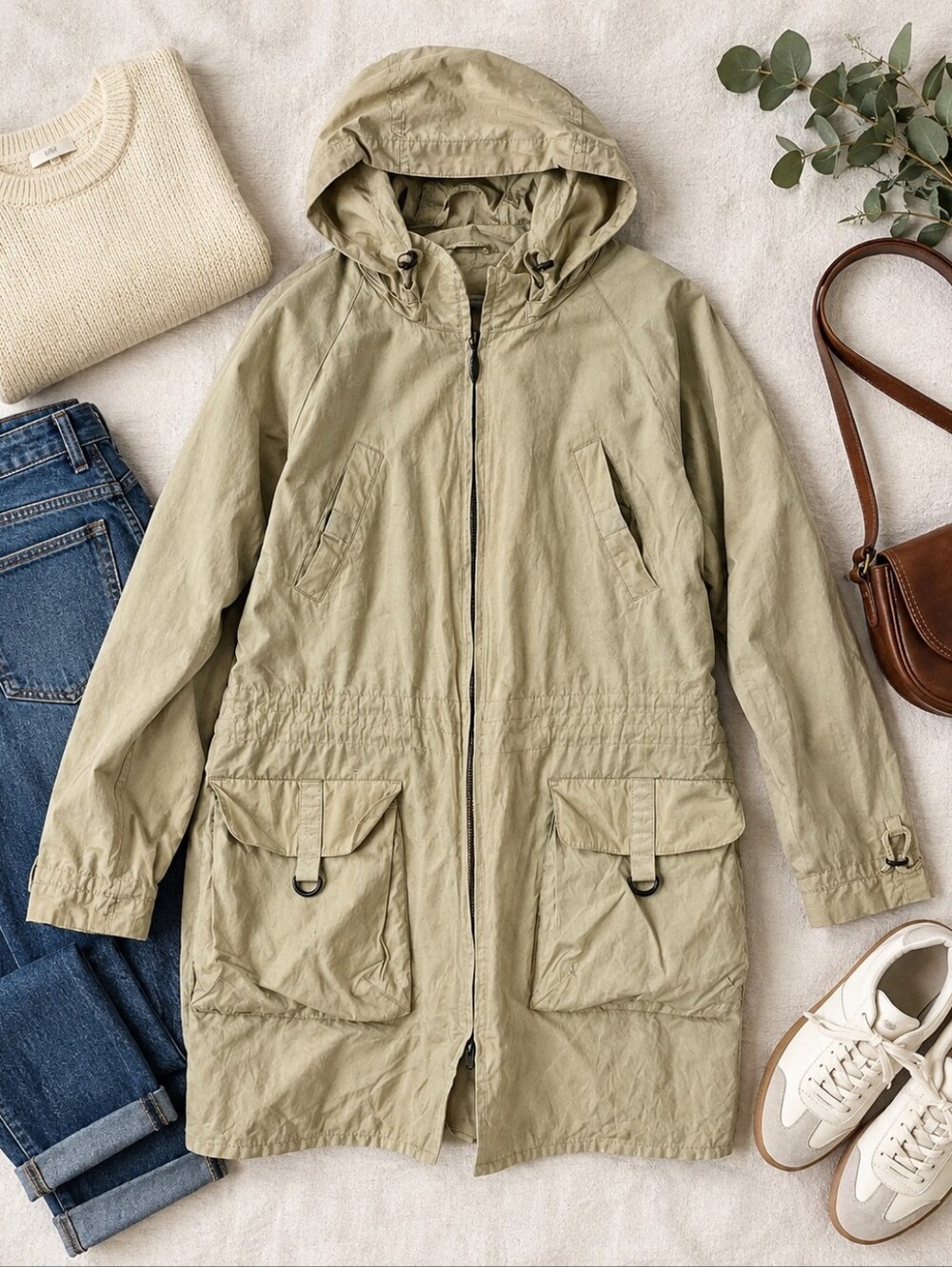 Vintage Northern Reflections Khaki Utility Cargo Jacket Hooded Safari